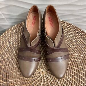 Pikolinos Two Tone Brown Leather Side Zipper Ankle Boots Lillie Size 40 US 9.5